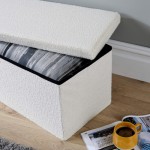 Home Goods Store Extra Large Cream Circle Velvet Teddy Fabric Folding Storage Ottoman